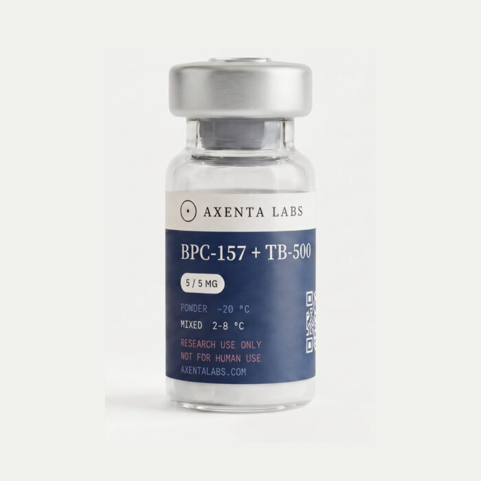 BPC-157 + TB-500 Blend 10 mg (5 mg + 5 mg) research peptide vial — Axenta Labs
