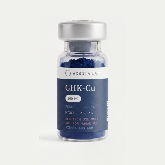 GHK-Cu 100 mg research peptide vial — Axenta Labs